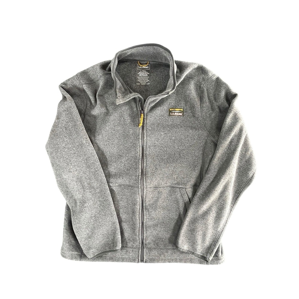 L.L. Bean Jacket Men's L/Tall Gray Fleece Full Zip Stand Collar Outdoor Hiking